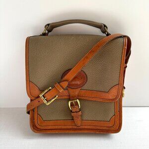 Vintage Dooney & Bourke All Weather Leather Surrey Carrier, Taupe & British Tan